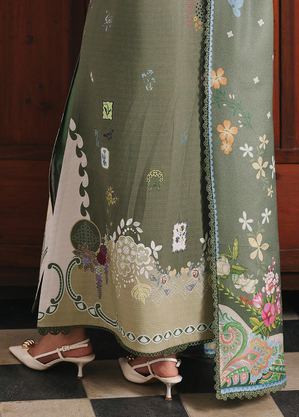 Qprints By Qalamkar Linen Embroidered Digital Printed  3 Piece Suits