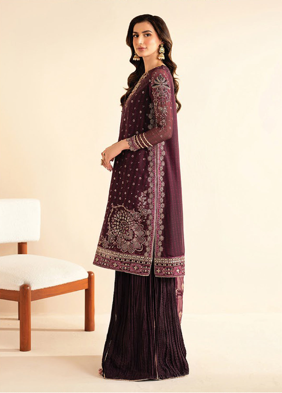 Xenia Formals  Embroidered Chiffon 3 Piece Suits