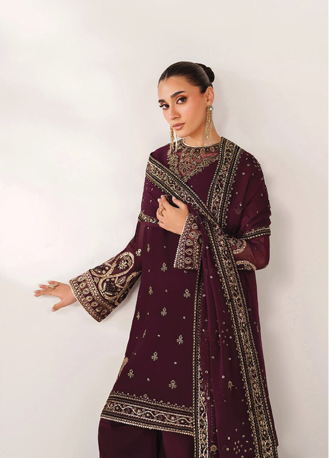 Xenia Formals Embroidered Chiffon 3 Piece Suits