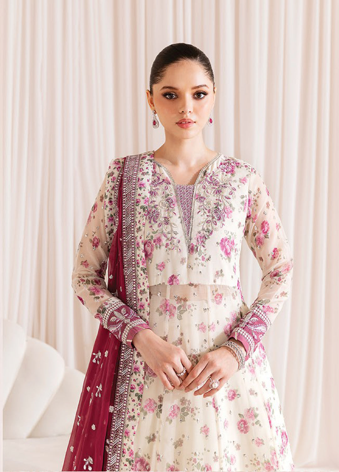 Xenia Formals  Embroidered Chiffon 3 Piece Suits