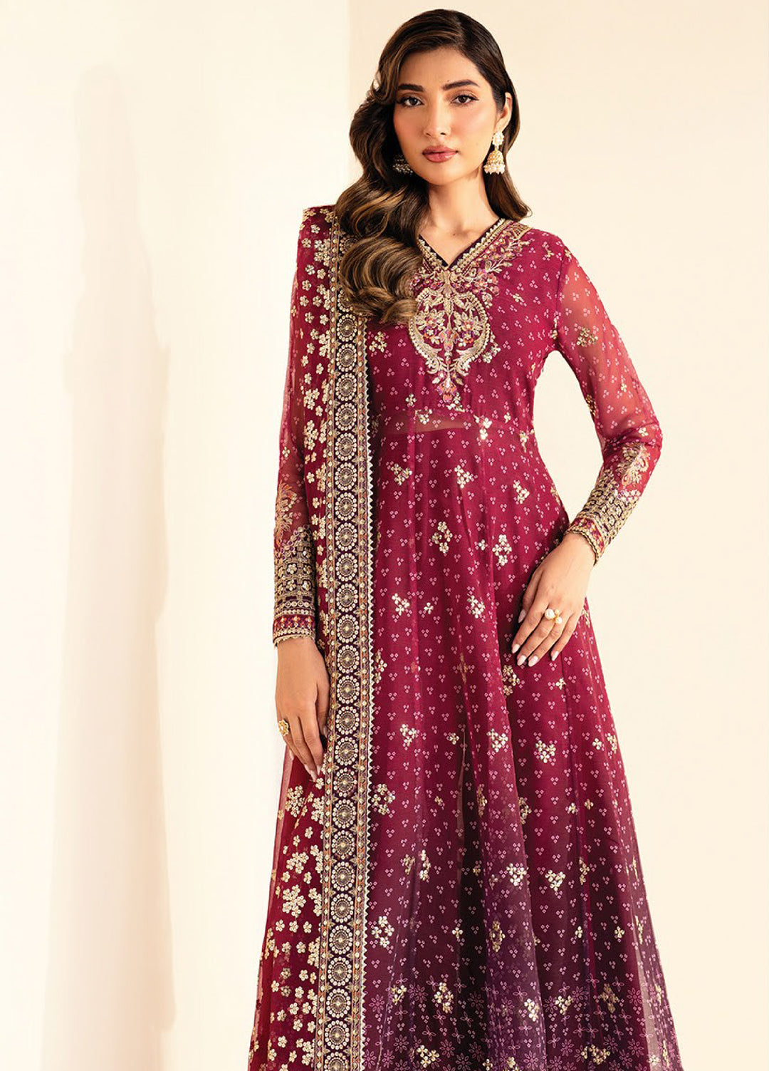 Xenia Formals  Embroidered Chiffon 3 Piece Suits