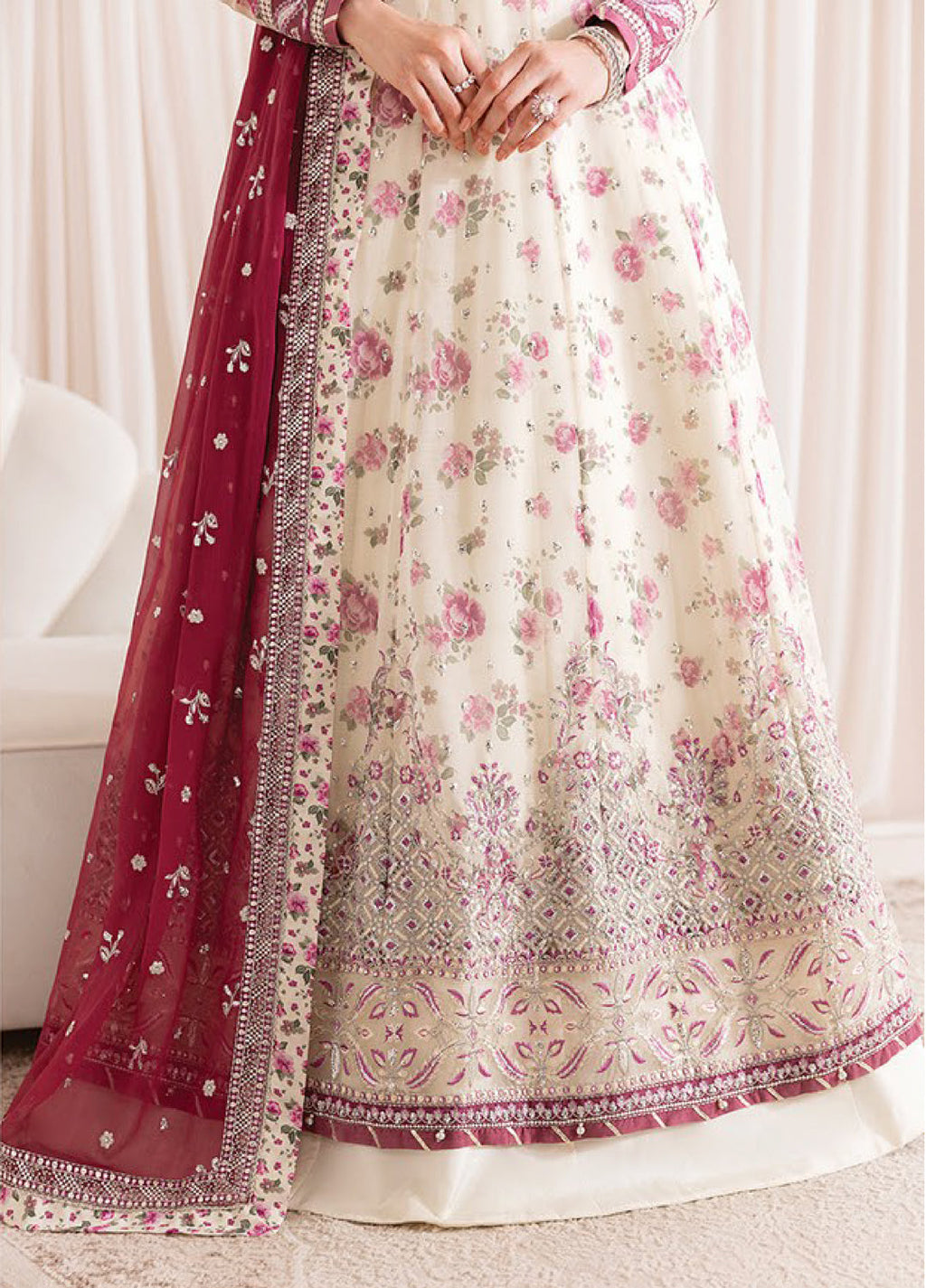 Xenia Formals  Embroidered Chiffon 3 Piece Suits