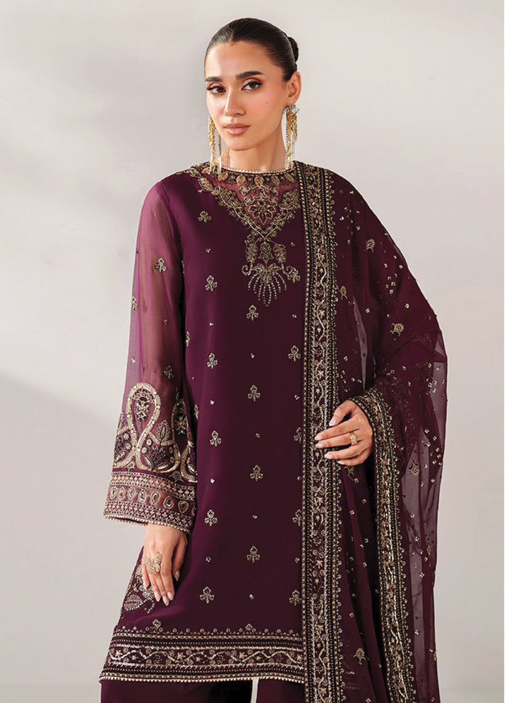 Xenia Formals Embroidered Chiffon 3 Piece Suits