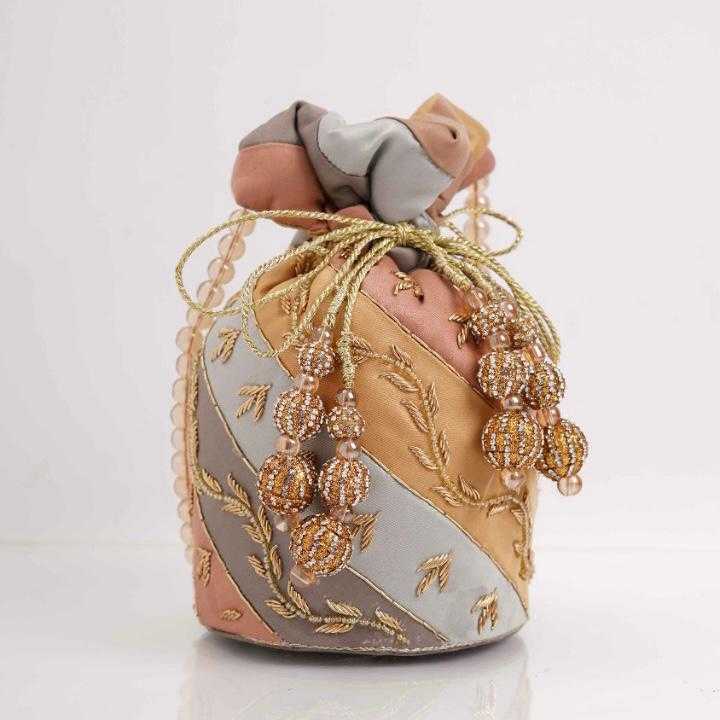 Meher Chattapatti – Handcrafted Silk Potli with Beaded Tassels