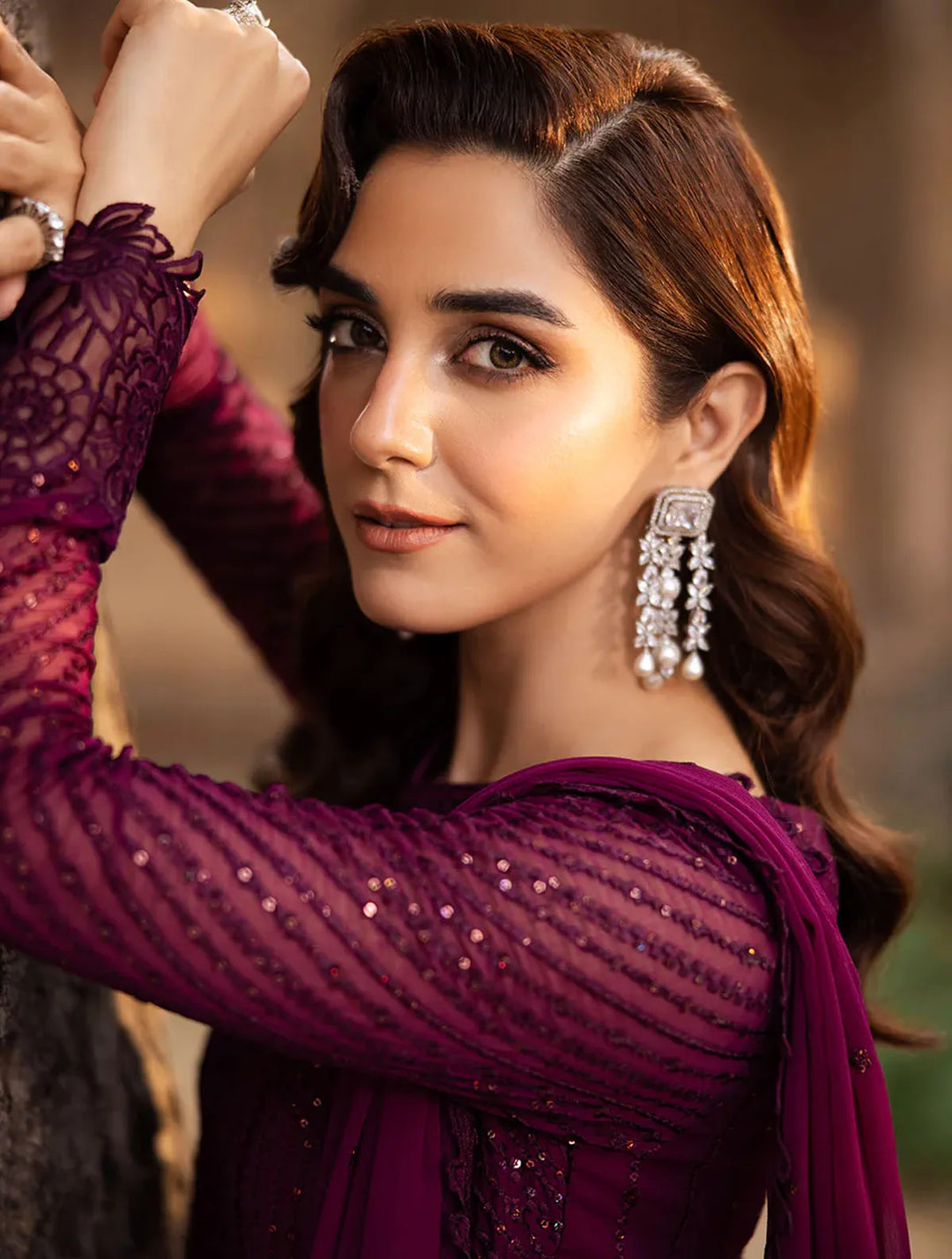 Azure Pret Embroidered Chiffon 3 Piece Suit Garnet Majesty