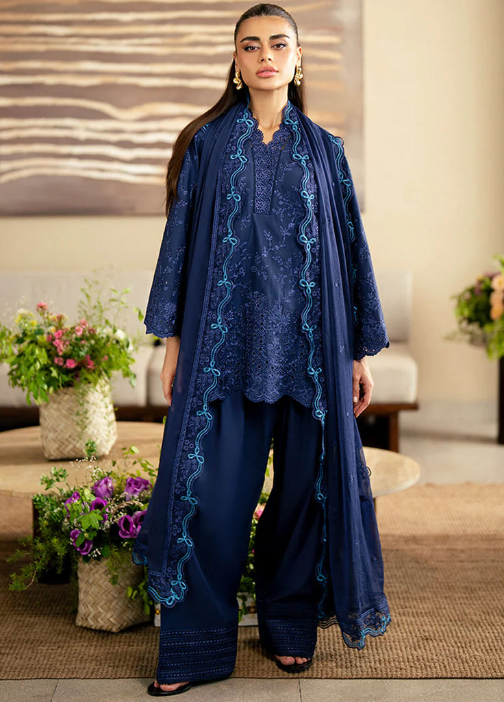 Azure Unstitched Embroidered Lawn 3 Piece Suit Sapphire Veil