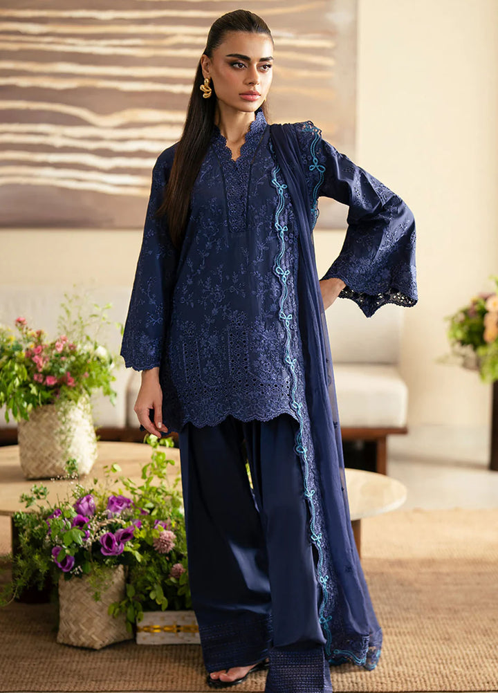 Azure Unstitched Embroidered Lawn 3 Piece Suit Sapphire Veil