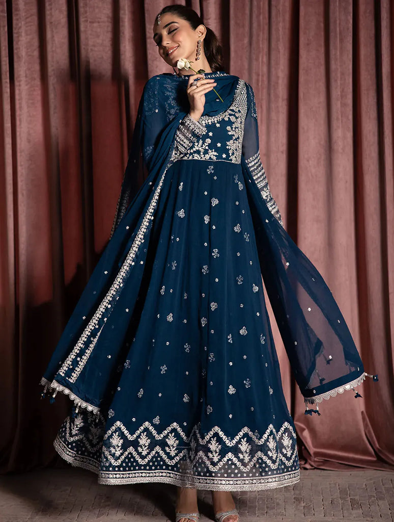 Azure Pret Embroidered Net 3 Piece Suit Aquatic Whisper