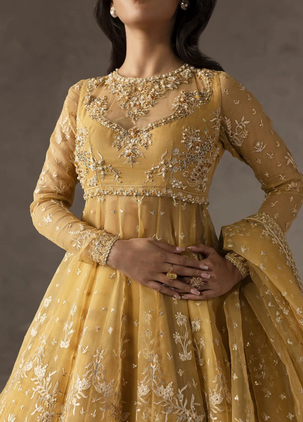 Eblouir by Imran Ramzan Embroidered Organza Suits Unstitched 3 Piece IR25EB Paraiso D or - Festive Collection