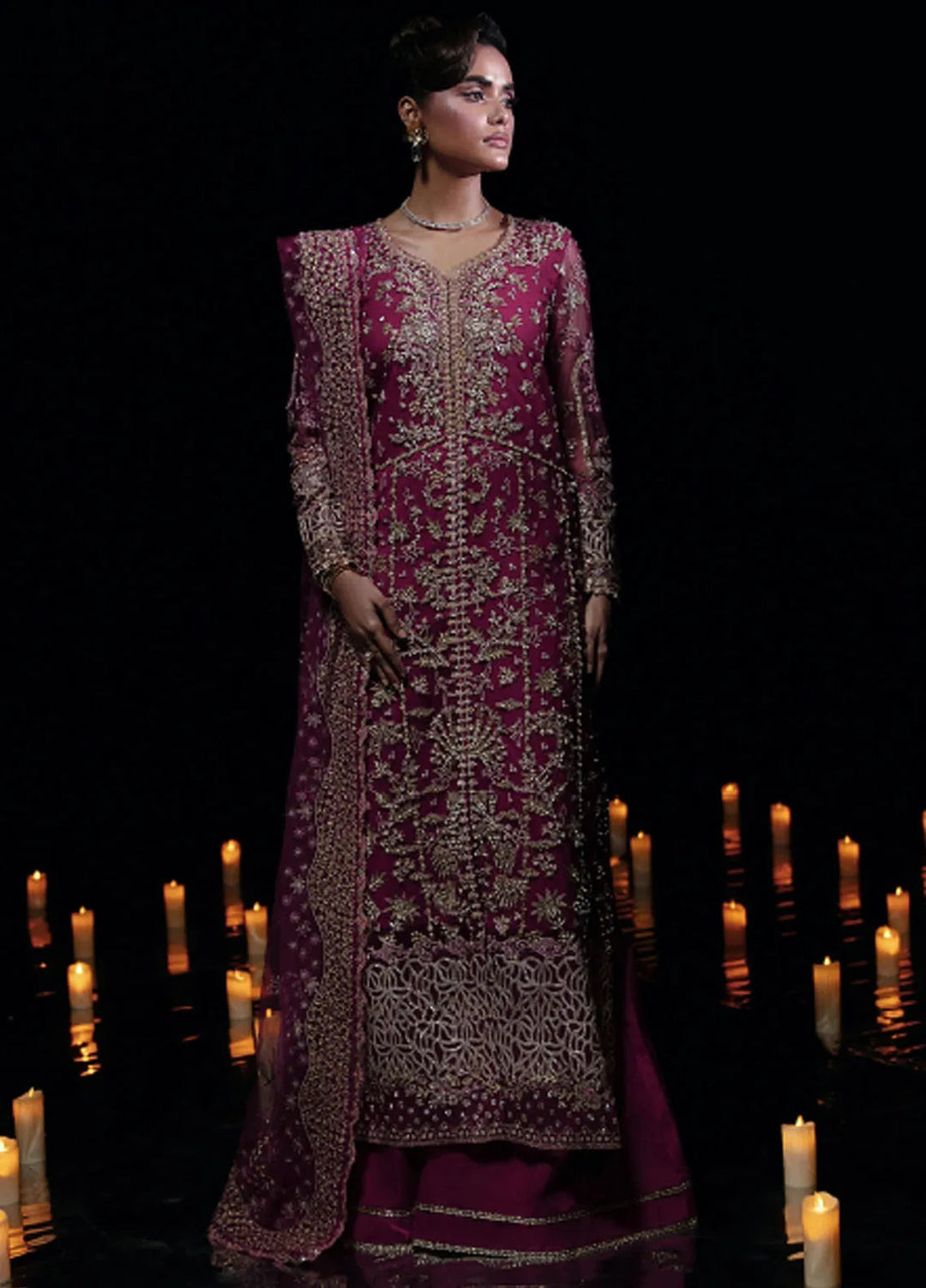 Embroidered Net Suit Stitched