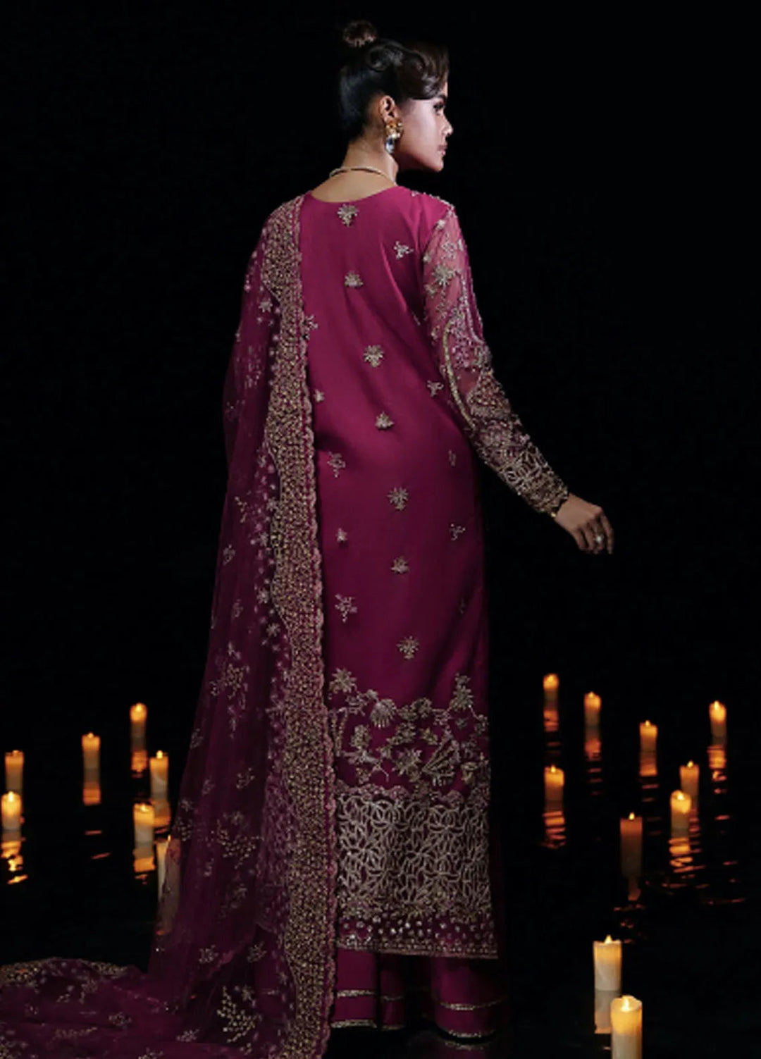Embroidered Net Suit Stitched