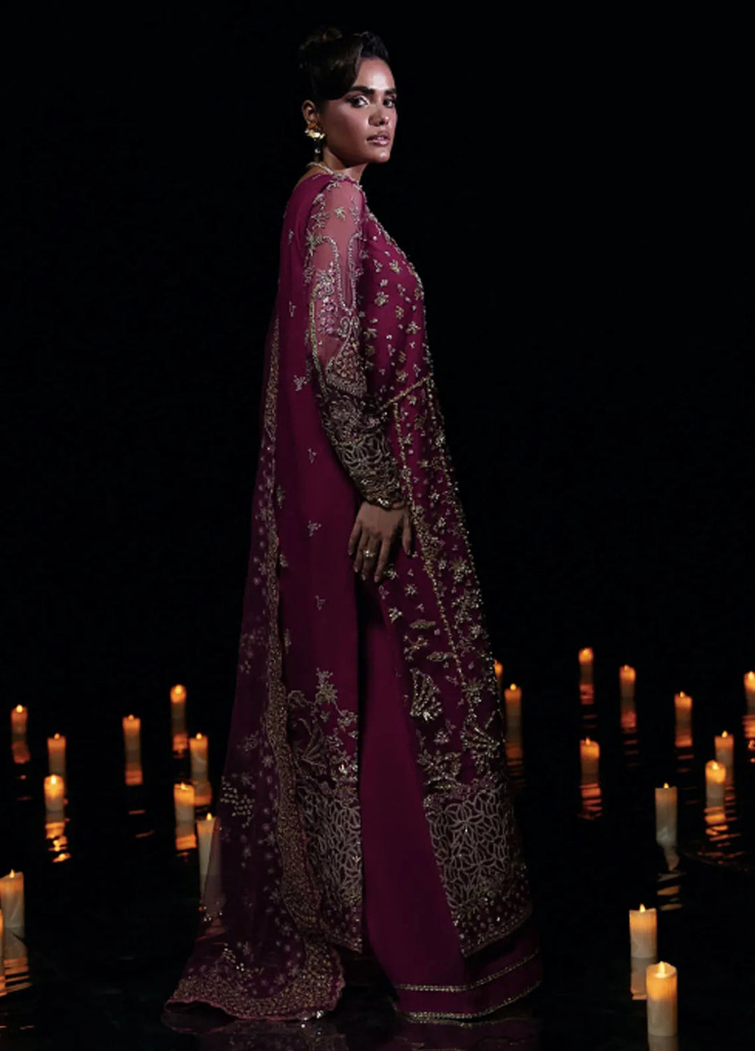 Embroidered Net Suit Stitched