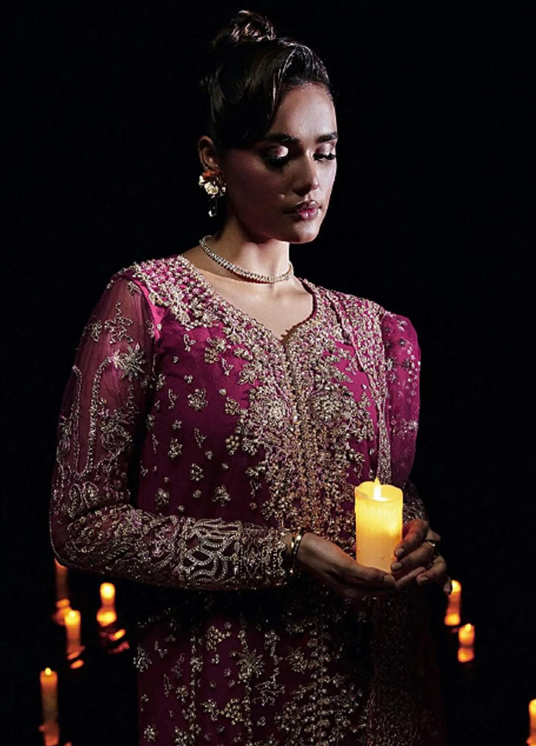 Embroidered Net Suit Stitched