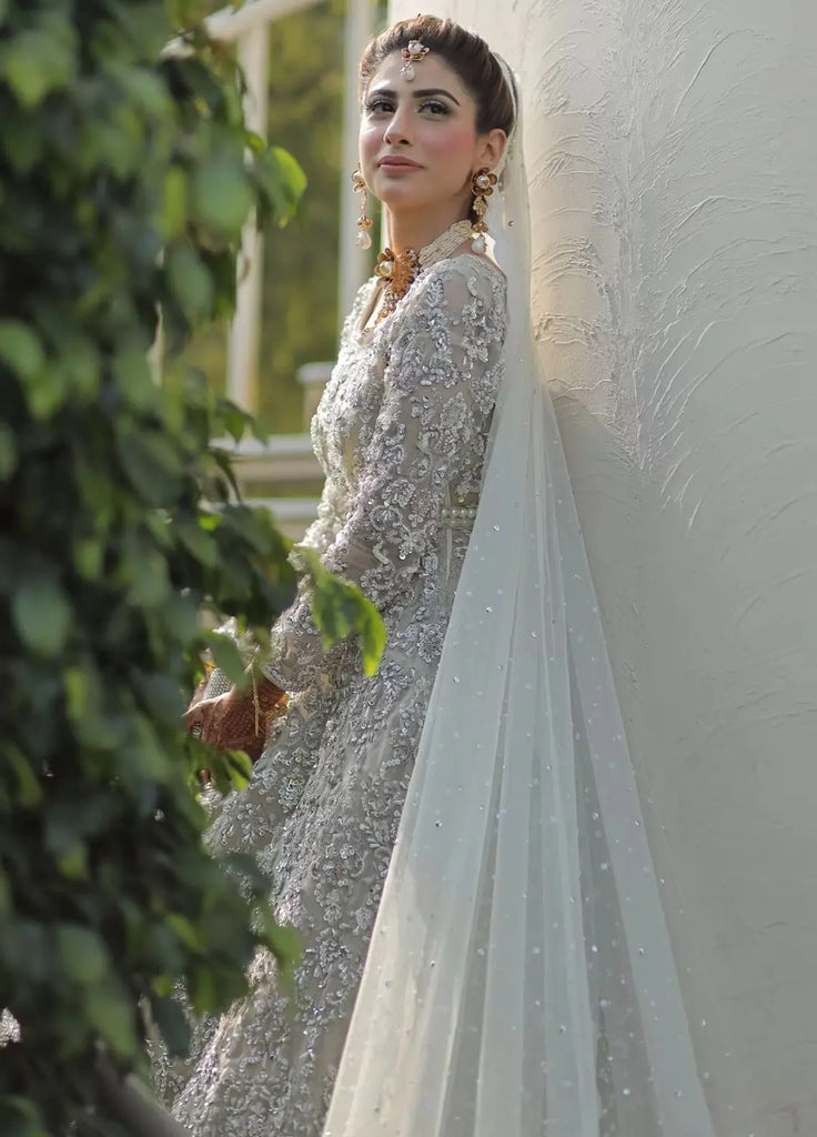 Embroidered Net 2 Piece Suit Ivory Bridal