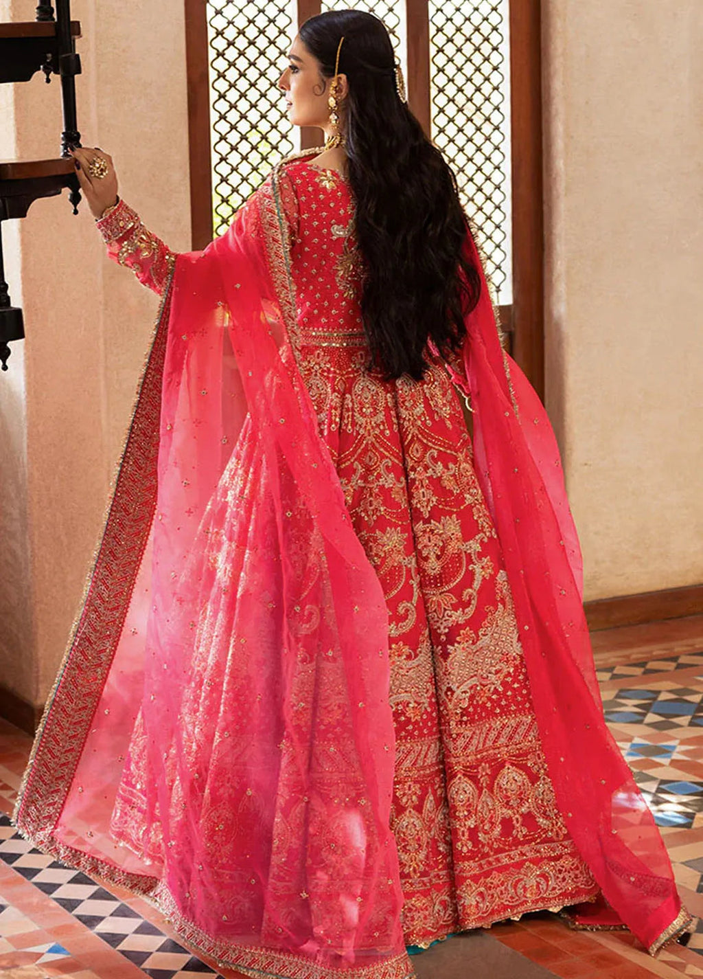 Jahan By Erum Khan Embroidered Organza Suit  4 Piece Suit EK24JV1 Gulabo - Formals Collection
