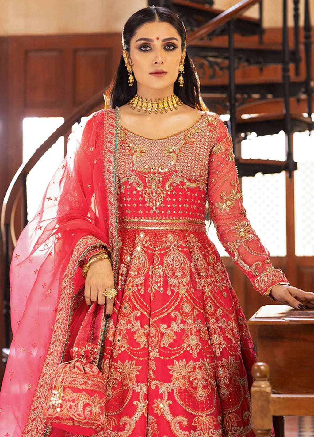 Jahan By Erum Khan Embroidered Organza Suit  4 Piece Suit EK24JV1 Gulabo - Formals Collection