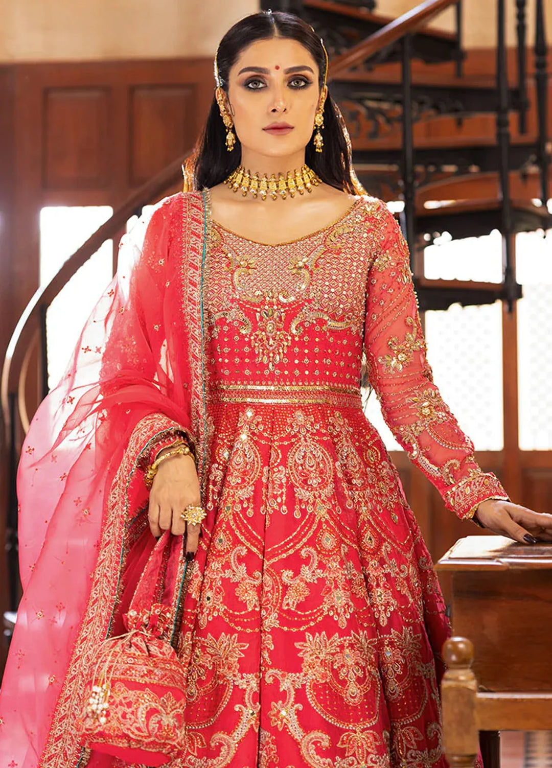 Jahan By Erum Khan Embroidered Organza Suit  4 Piece Suit EK24JV1 Gulabo - Formals Collection