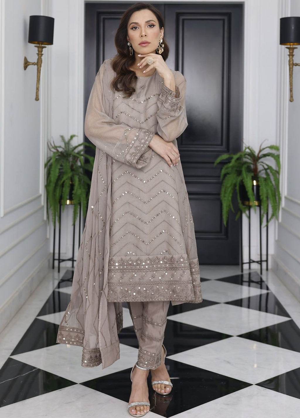 Merakish By Shahzeb Textile Embroidered Net Suit 3 Piece