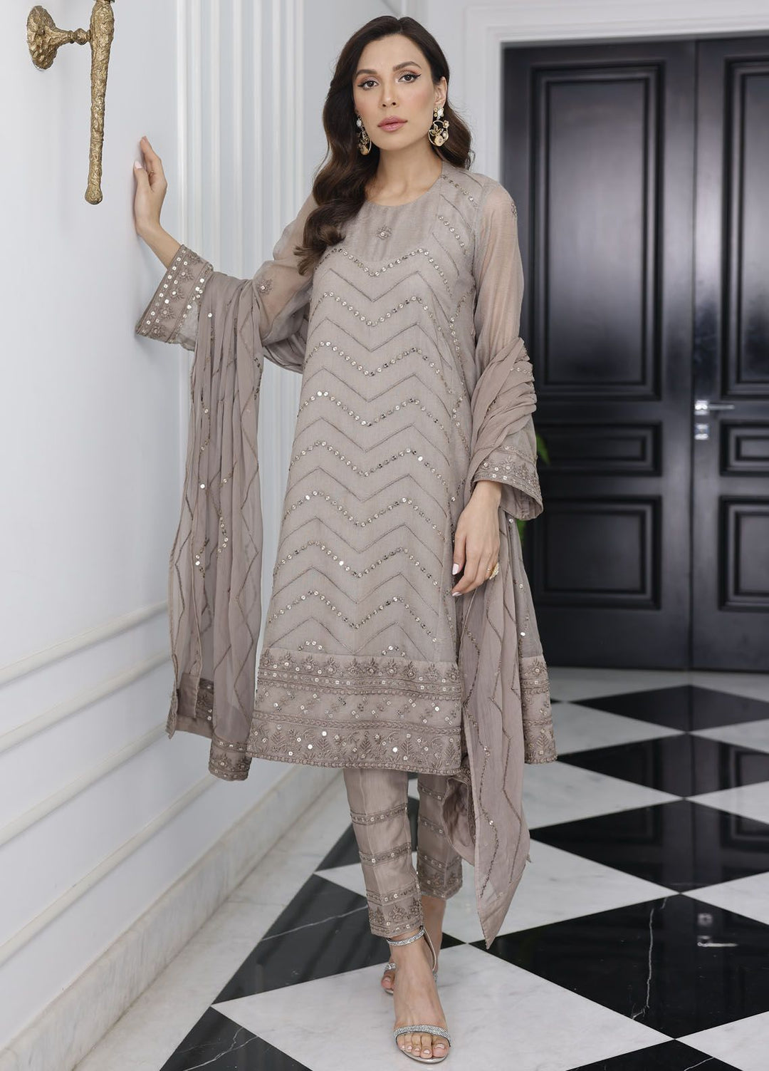 Merakish By Shahzeb Textile Embroidered Net Suit 3 Piece